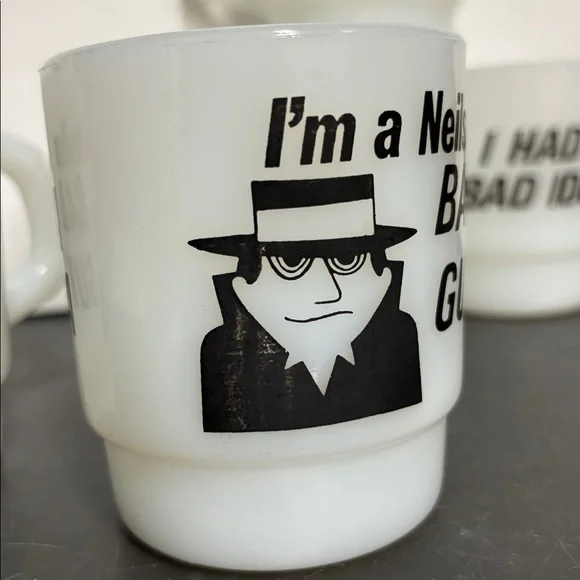 Set of 5 vintage Anchor Hocking Fire King advertising mugs - Picture 8 of 10